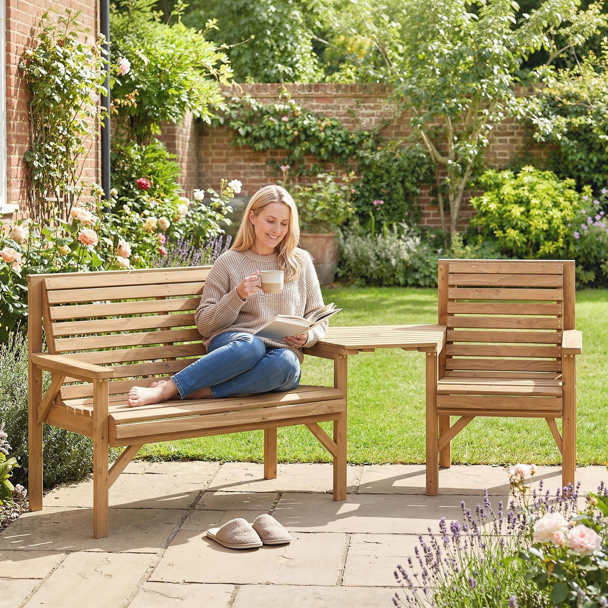 Outsunny Gartenlounge-Set 3-tlg. mit Sonnenschirmloch & abnehmbarem Tisch - Bild 2