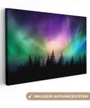 OneMillionCanvasses® Leinwandbild Nordlicht Sternenhimmel Wald Kanada Bild 2