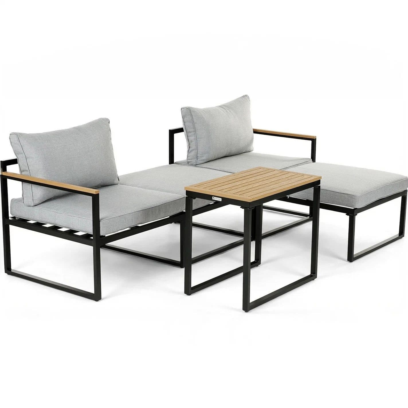 Greemotion Balkonset Retiro 5-tlg. Aluminium Grau Holz-Optik - Bild 2