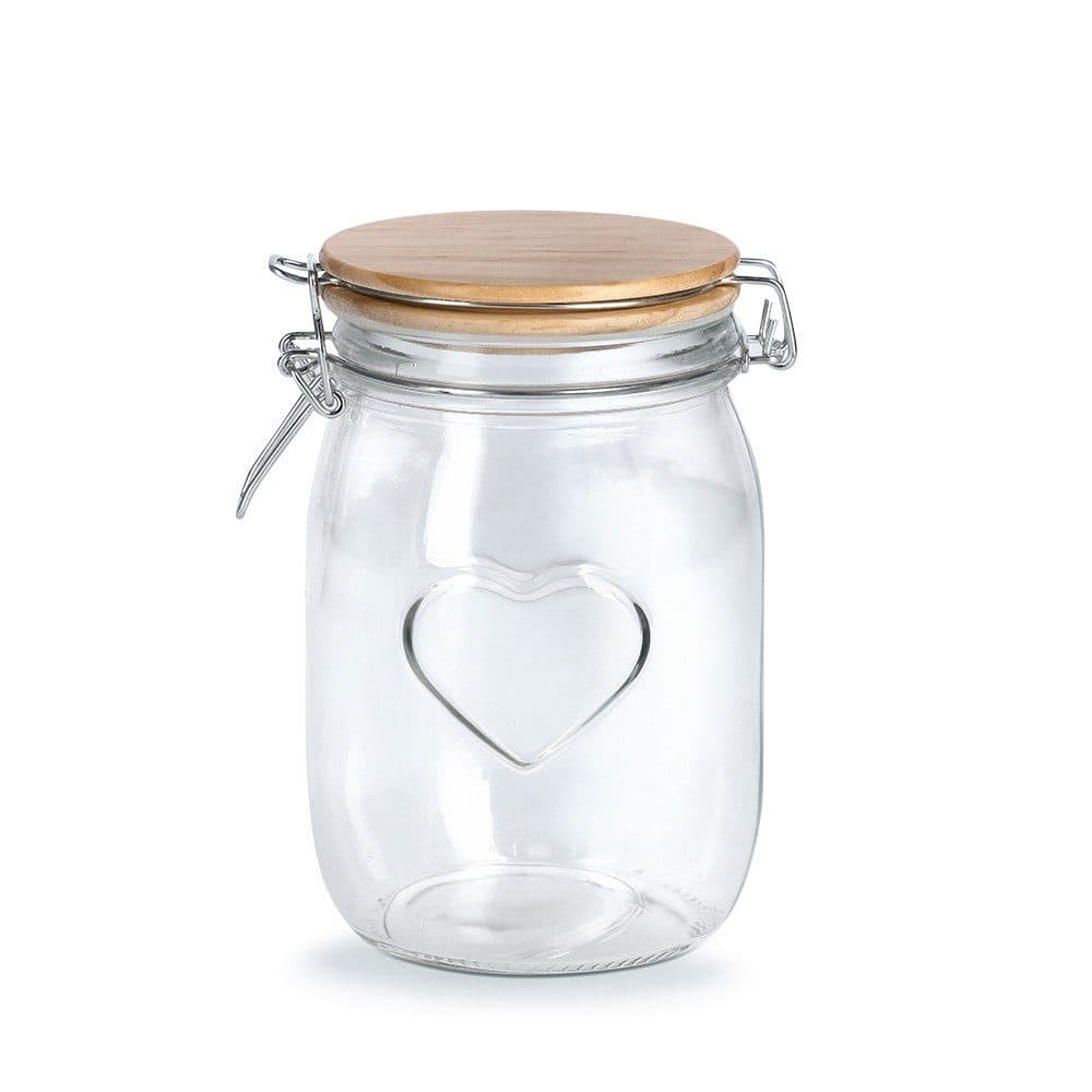 Zeller Present Vorratsglas Heart mit Bügelverschluss 1000ml Glas/Kiefer
