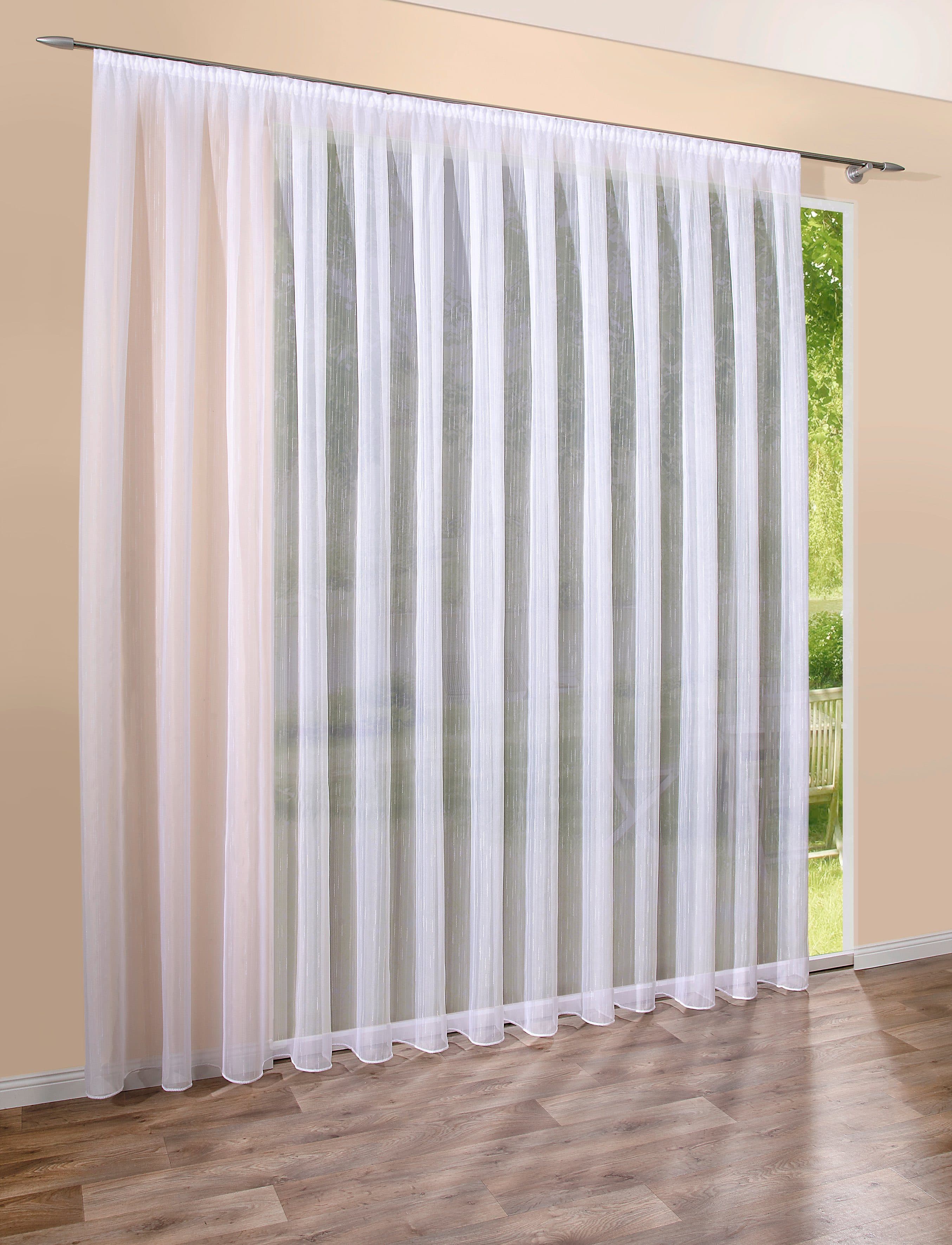 DecoHome24 Gardine Voile Streifen Weiß Kräuselband - Bild 2
