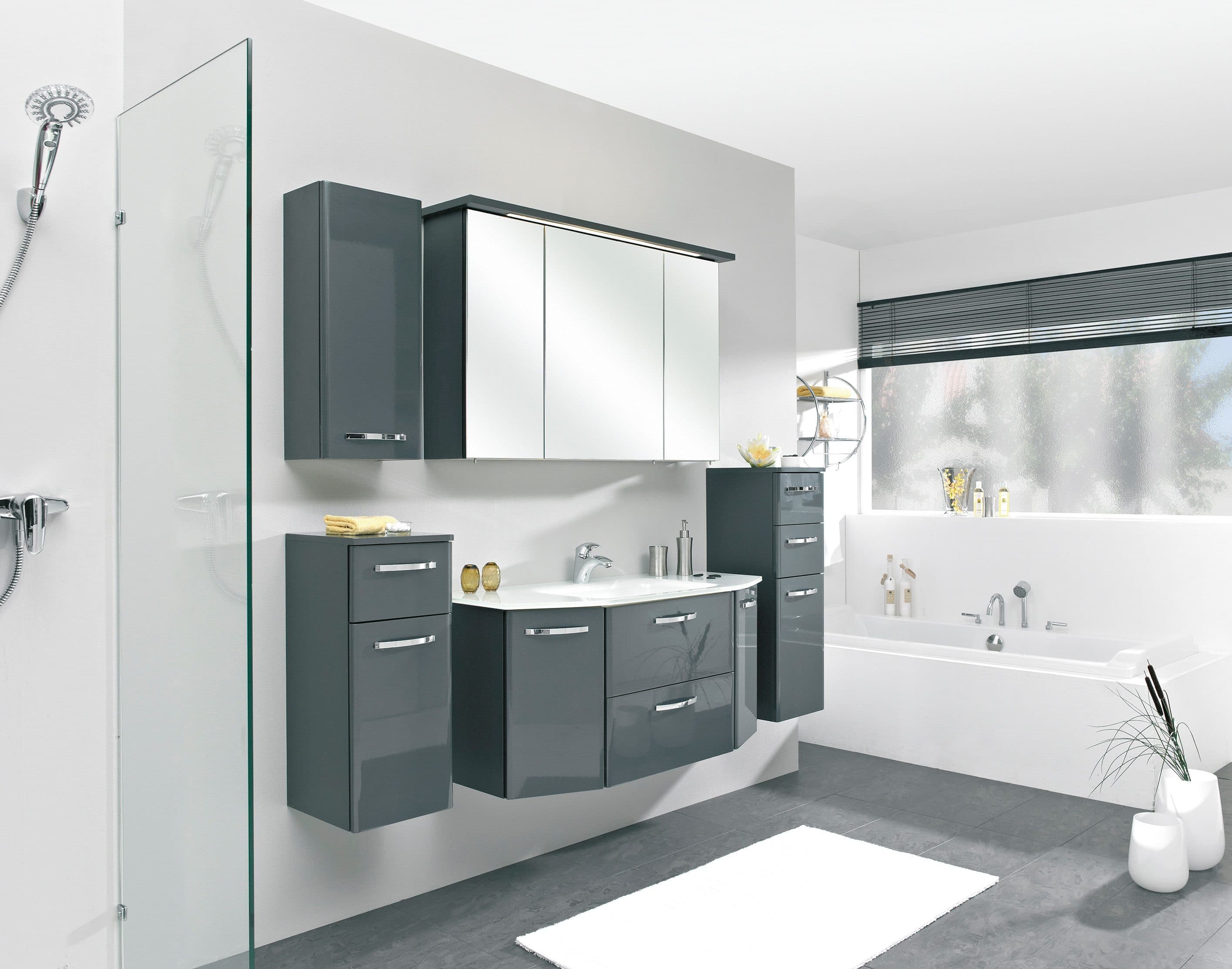 Saphir Badmöbel-Set Quickset 327 5-teilig Anthrazit Hochglanz mit LED-Spiegel - Bild 2