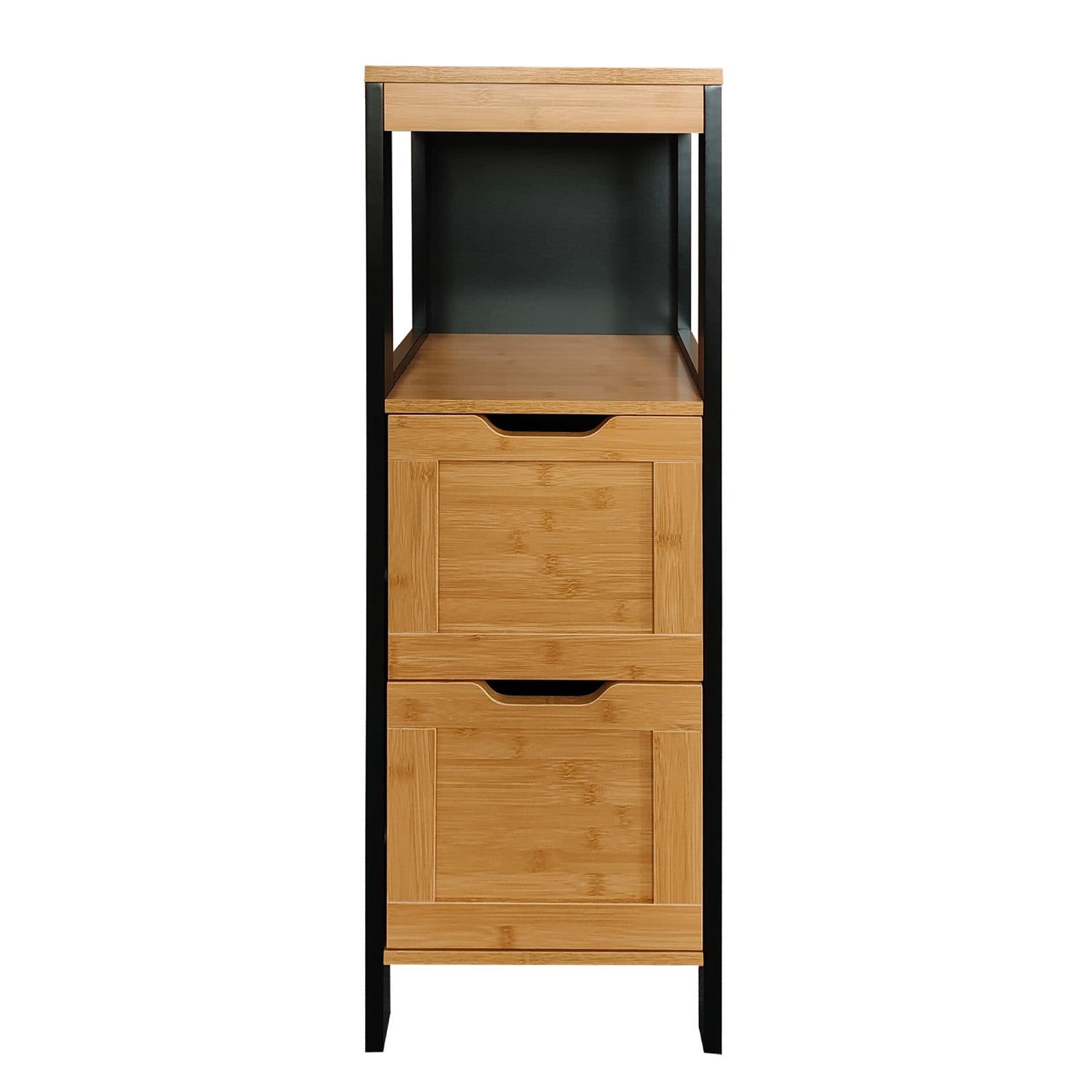 HTI-Living Badschrank Jerik Schwarz Holzoptik 2 Schubladen - Bild 2