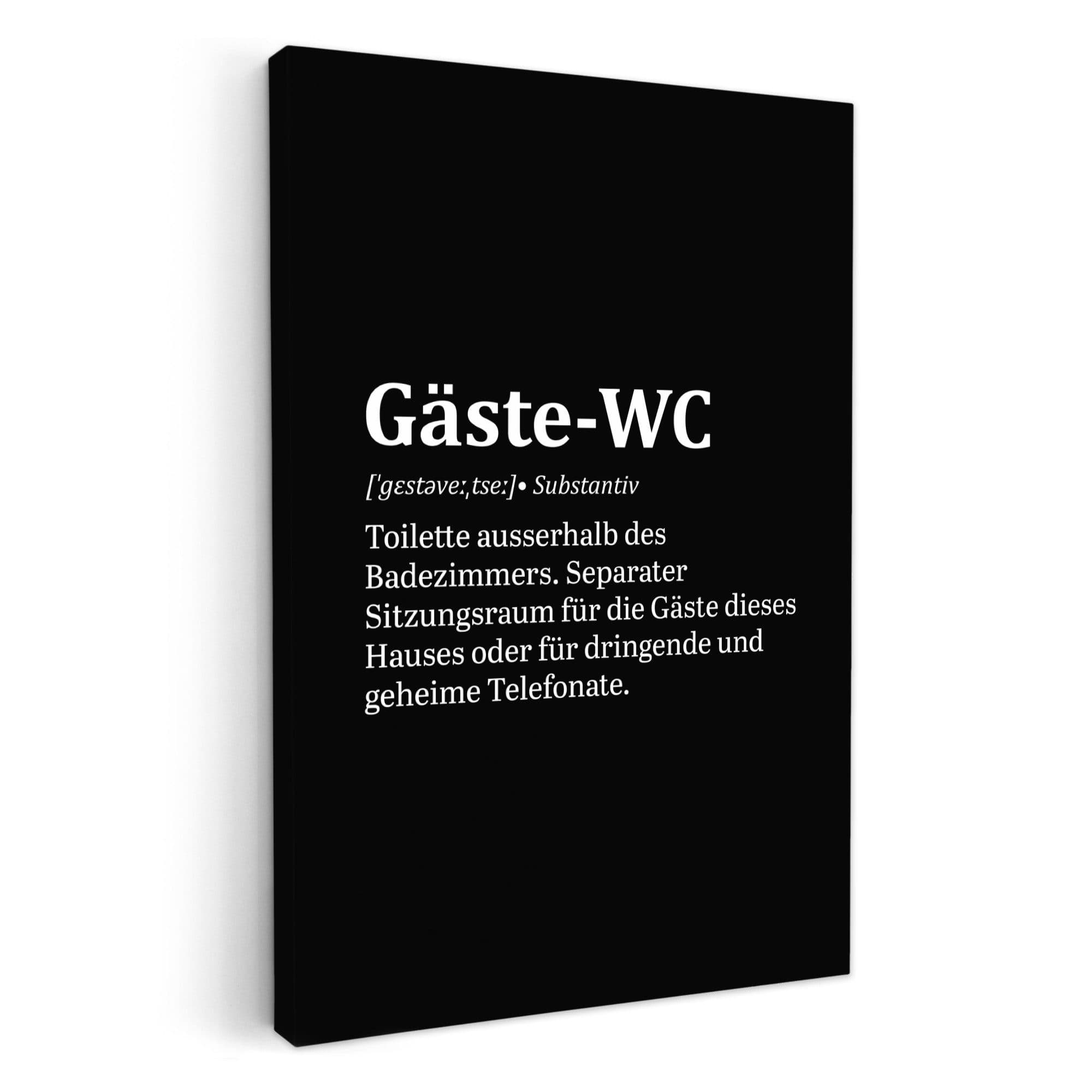 OneMillionCanvasses® Leinwandbild Zitat Schwarz Gäste-WC 20x30 cm - Bild 2