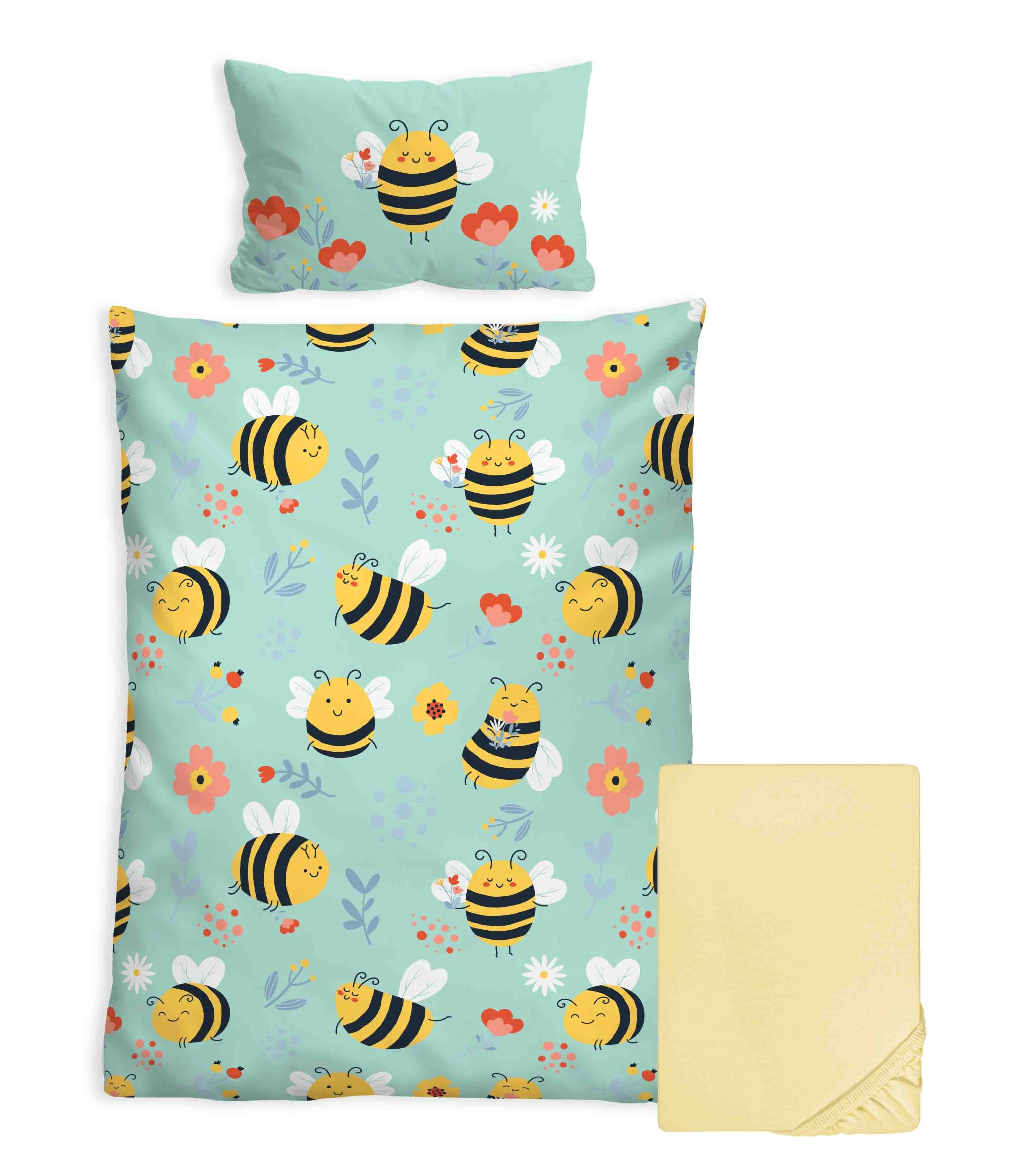 Stoffschmiede Kinderbettwäsche 3-Teilig Bienen-Motiv Bio-Baumwolle - Bild 2