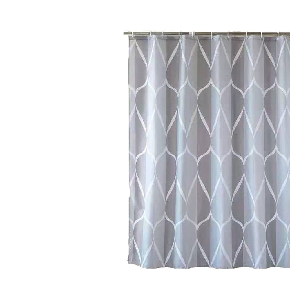 Fanci Home Duschvorhang Grau Polyester Anti-Schimmel mit 10 Ringen - Bild 2