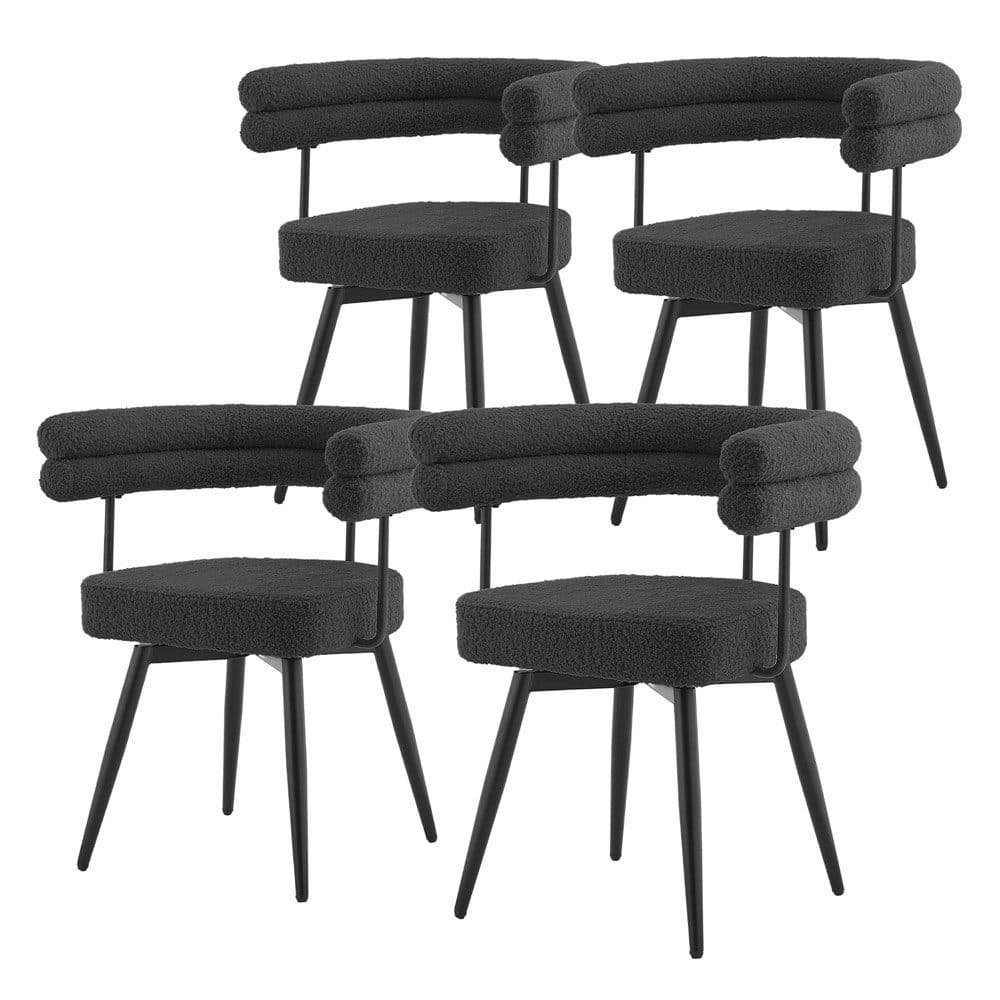 ML-DESIGN 4er Set Esszimmerstuhl Dunkelgrau Teddy-Stoff 360° drehbar - Bild 2