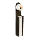 relaxdays Toilettenpapierhalter 2-in-1 Schwarz Bambus Metall Bild 2