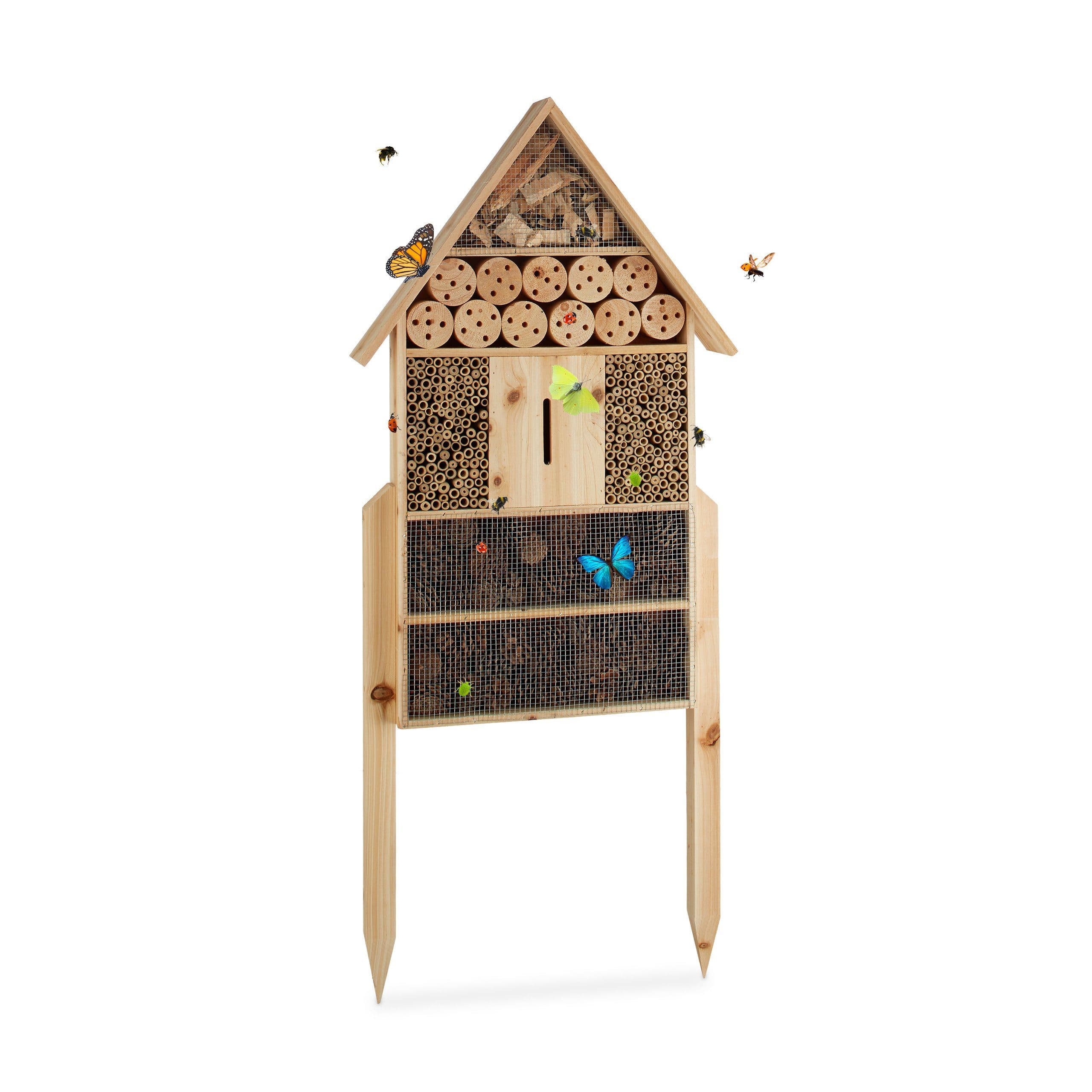 relaxdays Insektenhotel natur Größe XL mit Vogelschutz - Bild 2