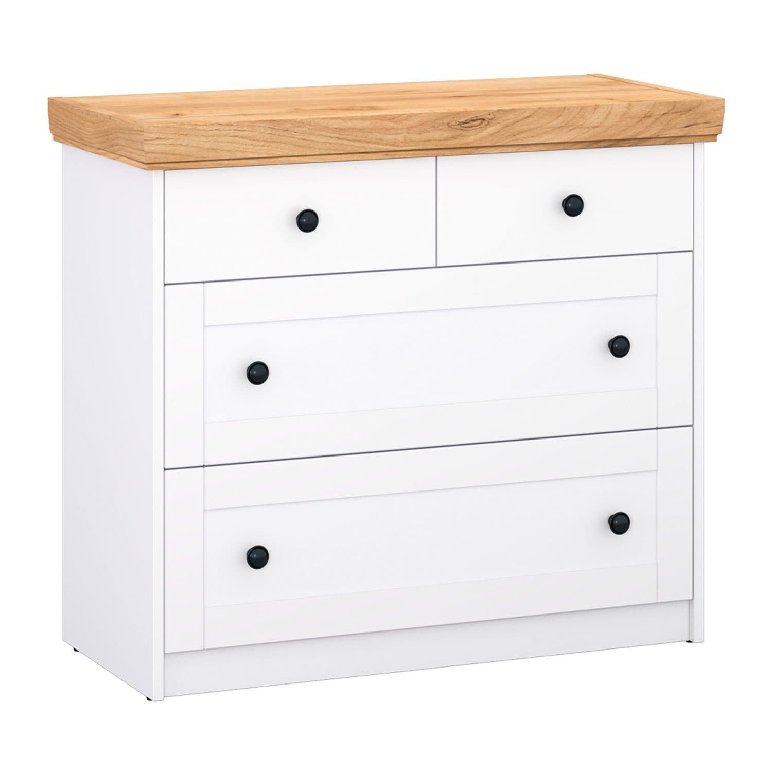 Homestyle4u Kommode Sideboard Weiß Eiche Landhausstil 4 Schubladen - Bild 2