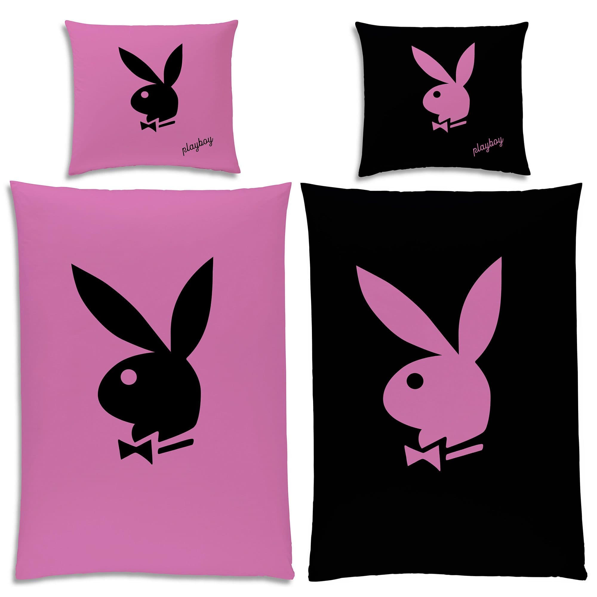 BERONAGE Wendebettwäsche Playboy Bunny Rosa/Schwarz 100% Baumwolle - Bild 2