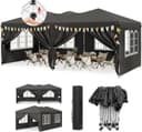 Woltu Faltpavillon 3x6m Pop Up mit 6 Seitenteilen Grau/Beige Bild 2