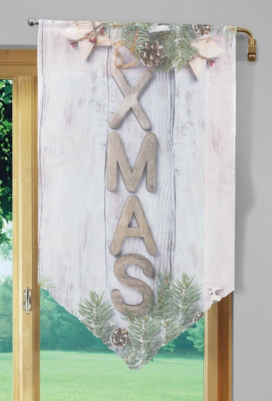 Home Wohnideen Gardine Voile Braun Xmas Motiv 80x40 cm - Bild 2