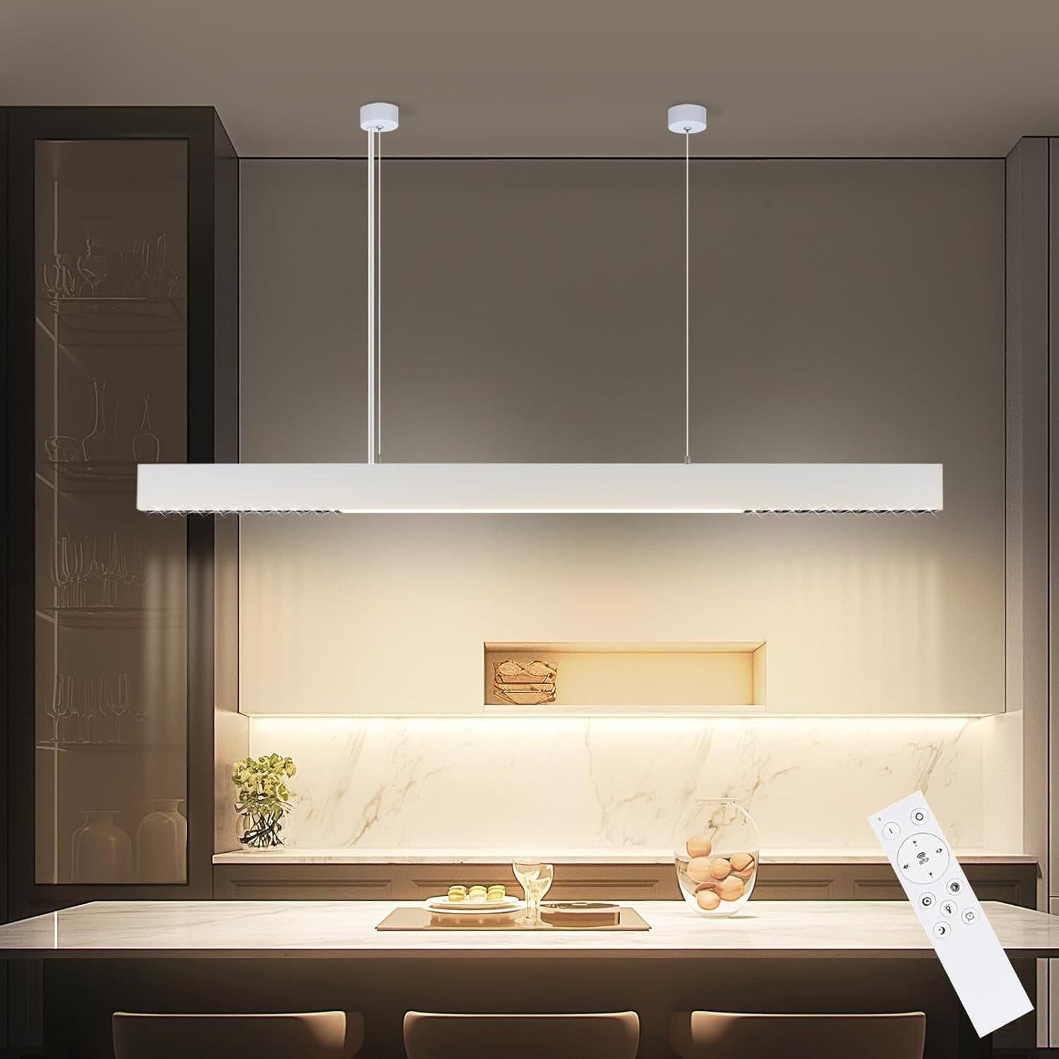 ZMH LED Pendelleuchte Dimmbar Weiß Modern Fernbedienung - Bild 2