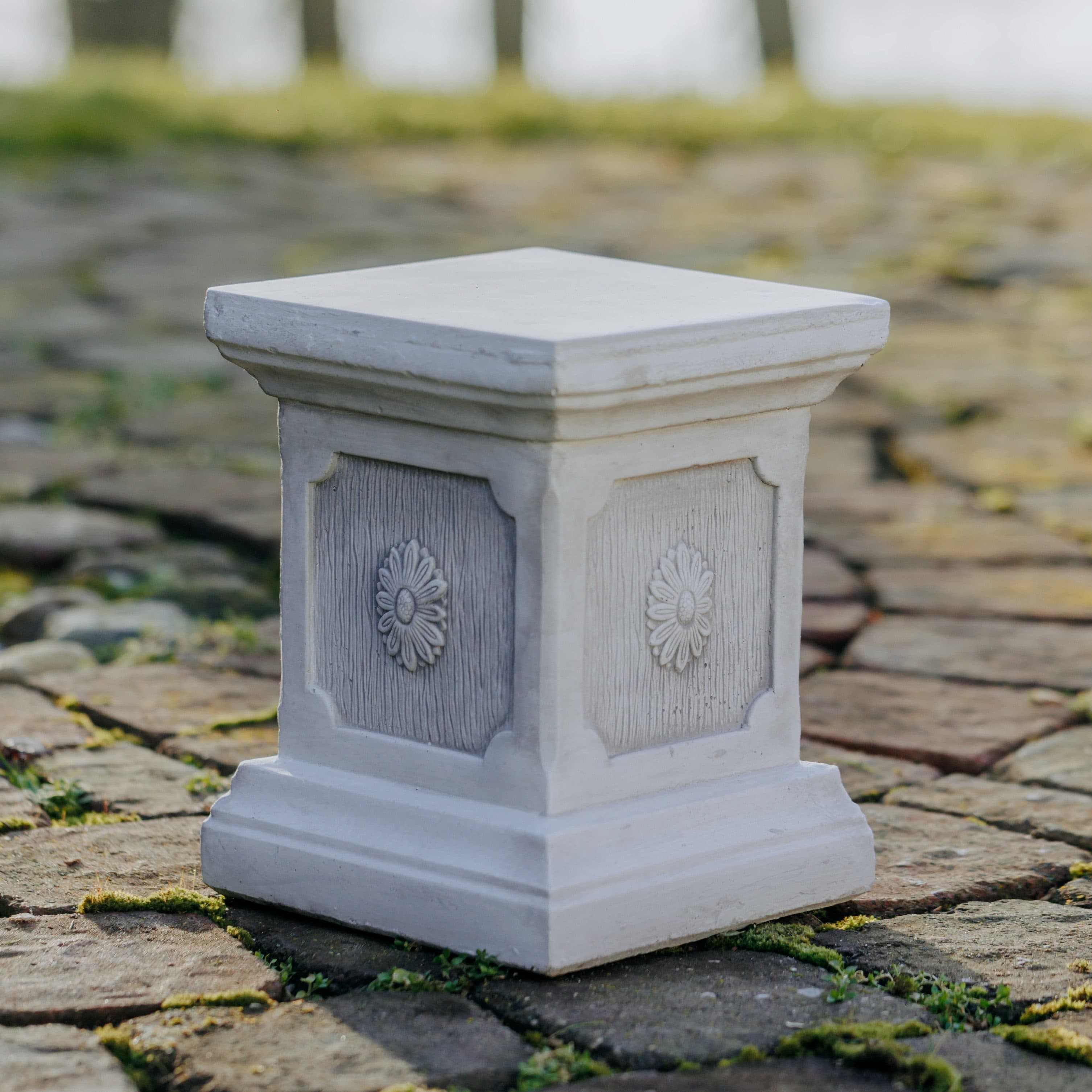 gartendekoparadies.de Gartensockel Podest mit Blumen-Motiv Grau - Bild 2