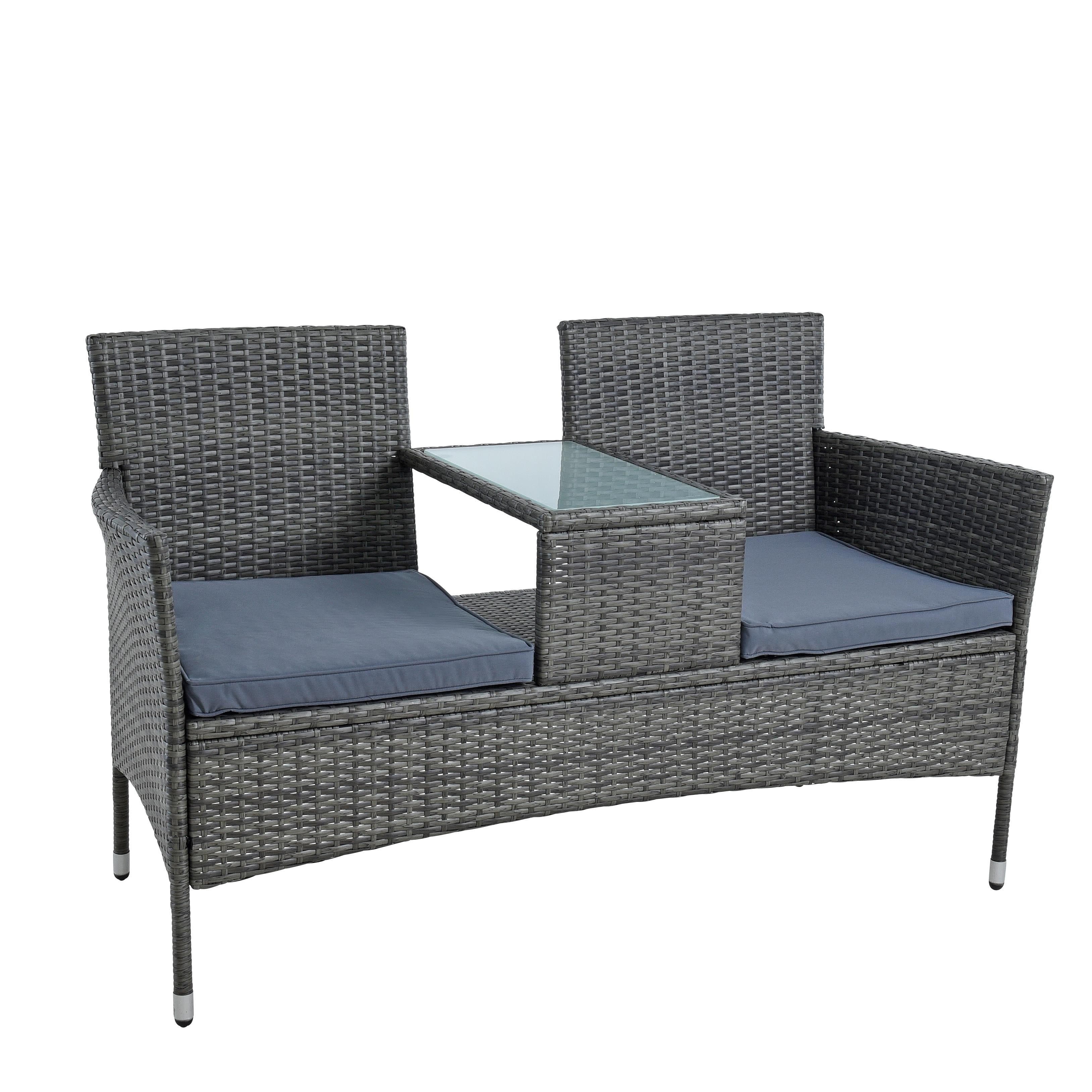 ESTEXO Polyrattan Gartenbank 2-Sitzer Anthrazit - Bild 2