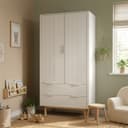 HOME DELUXE Kleiderschrank COCO Weiß mit Schubladen & Kleiderstangen Bild 2