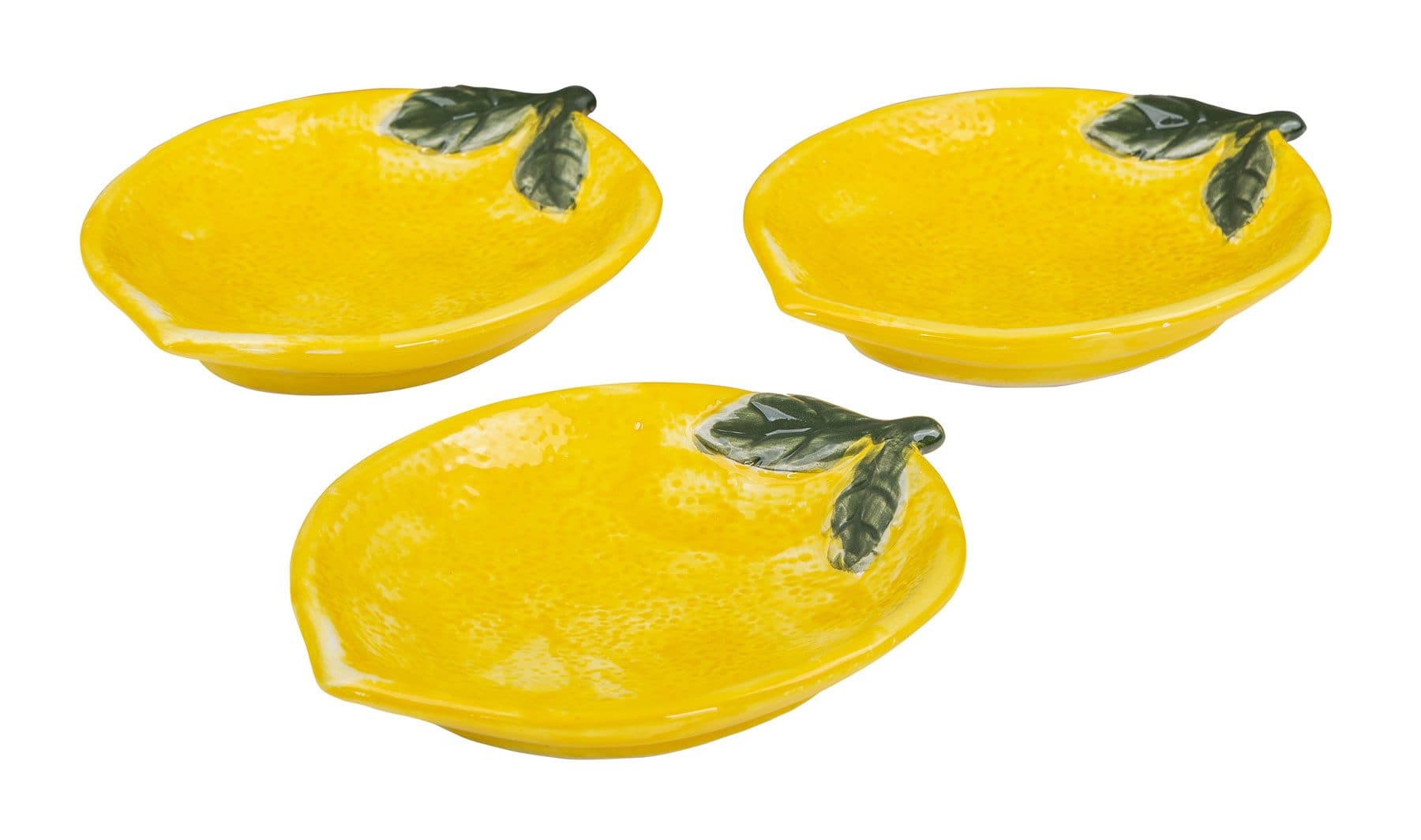 Levandeo Dekoteller 3er Set Zitrone Keramik 16cm Gelb/Grün - Bild 2
