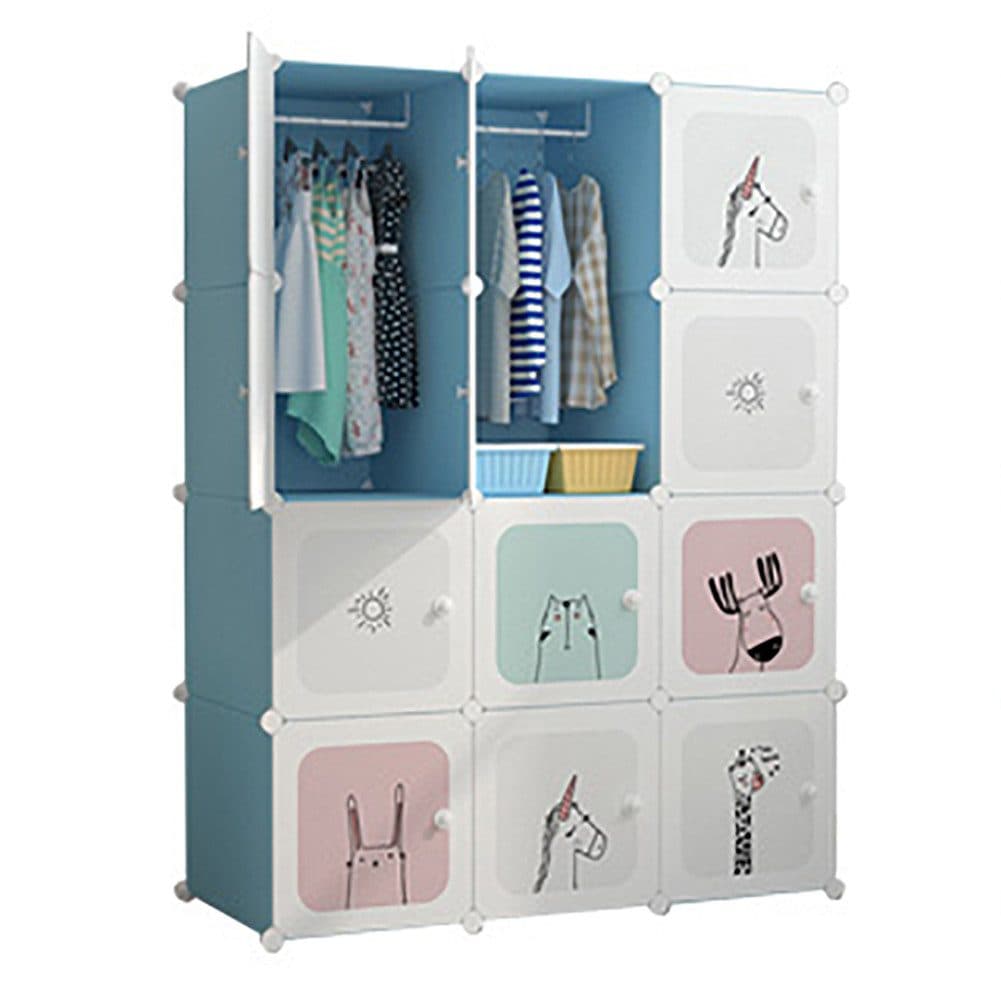GarveeMore Kinderkleiderschrank mit 8 Würfeln Blau Kunststoff - Bild 2