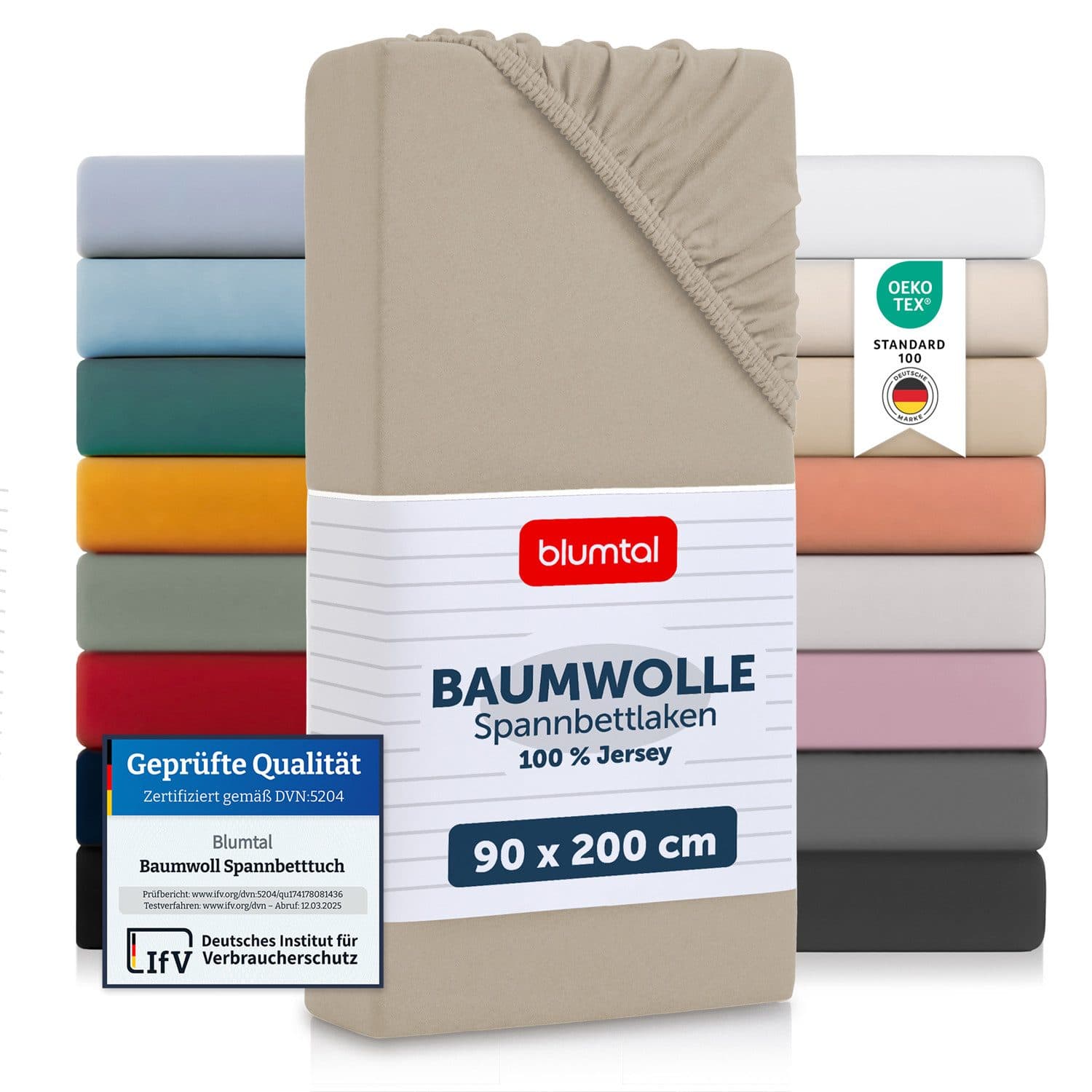 Blumtal Spannbettlaken 100% Baumwolle Jersey Braun - Bild 2