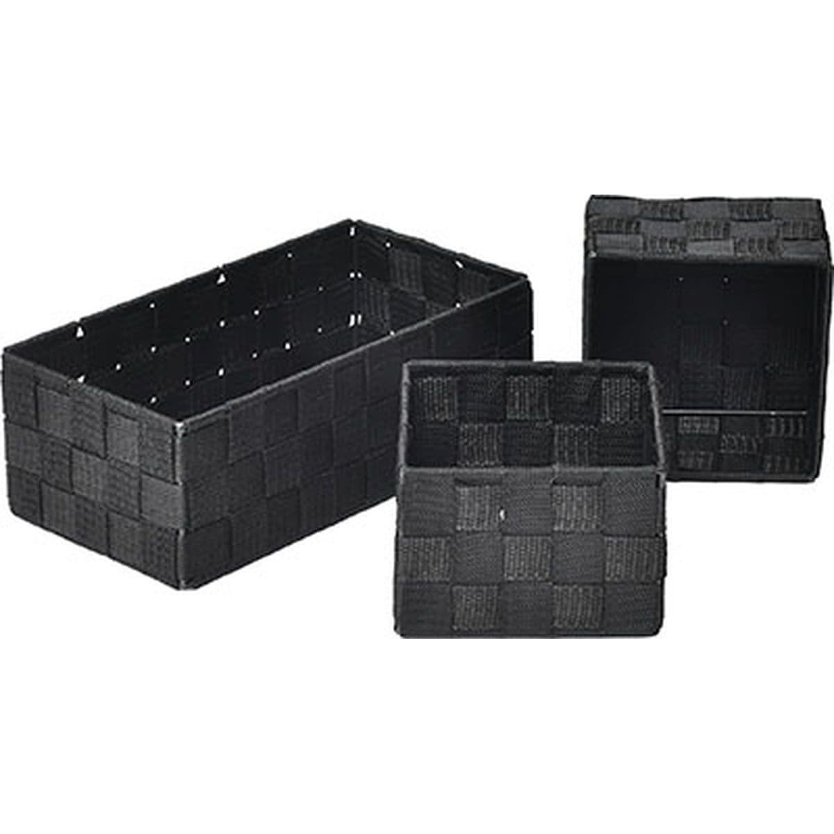 TENDANCE Aufbewahrungskorb 3-teilig Schwarz Polyester