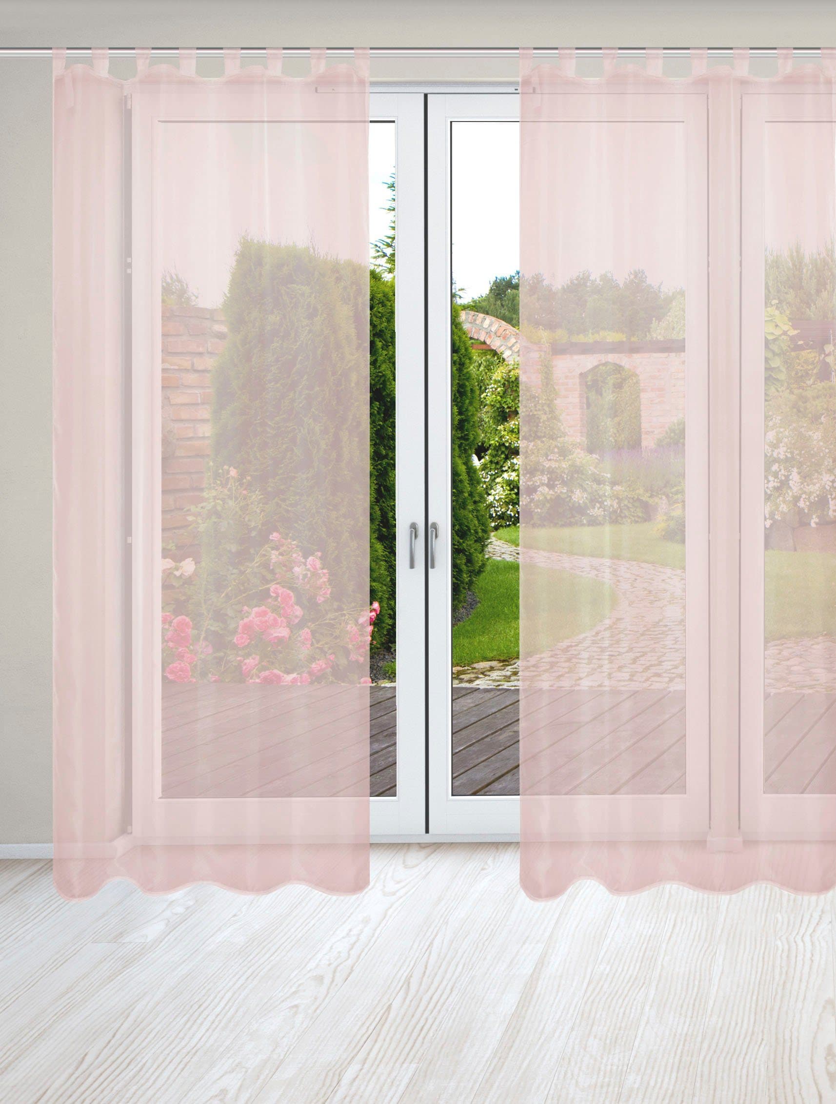 HOME WOHNIDEEN Nessi Vorhang 2er Pack Rosa Transparent - Bild 2