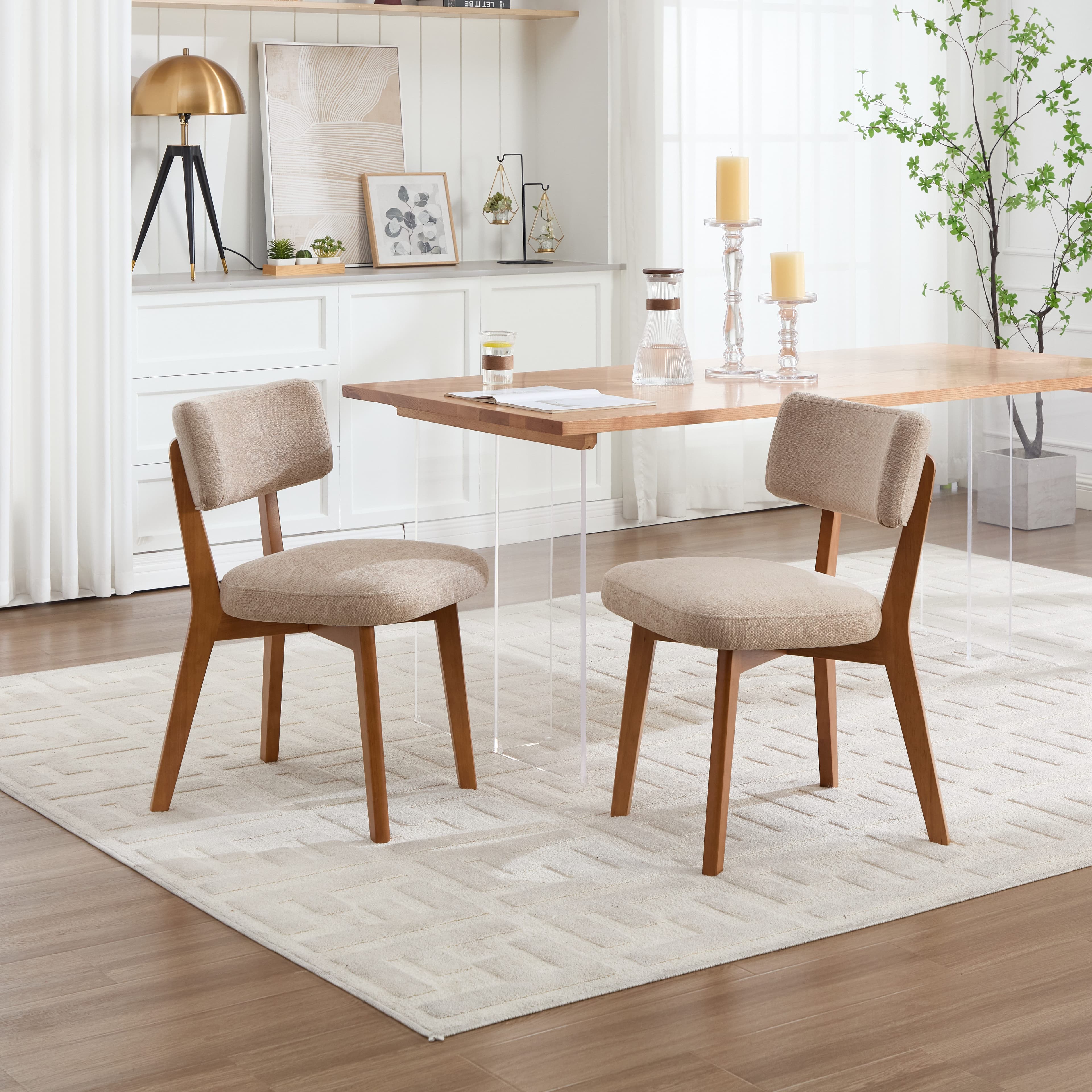 OKWISH 4-Fußstuhl Esszimmerstuhl 2er-Set Massivholzbeine Ergonomisch - Bild 2