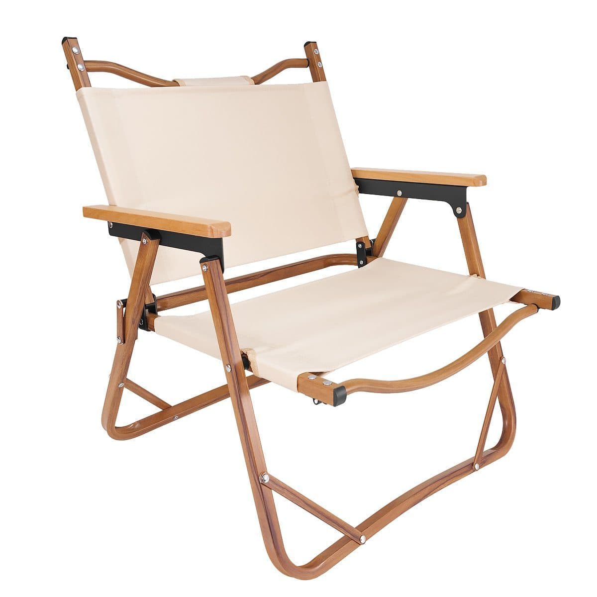 MidGard Klappstuhl Campingstuhl Beige Aluminium Holzoptik - Bild 2