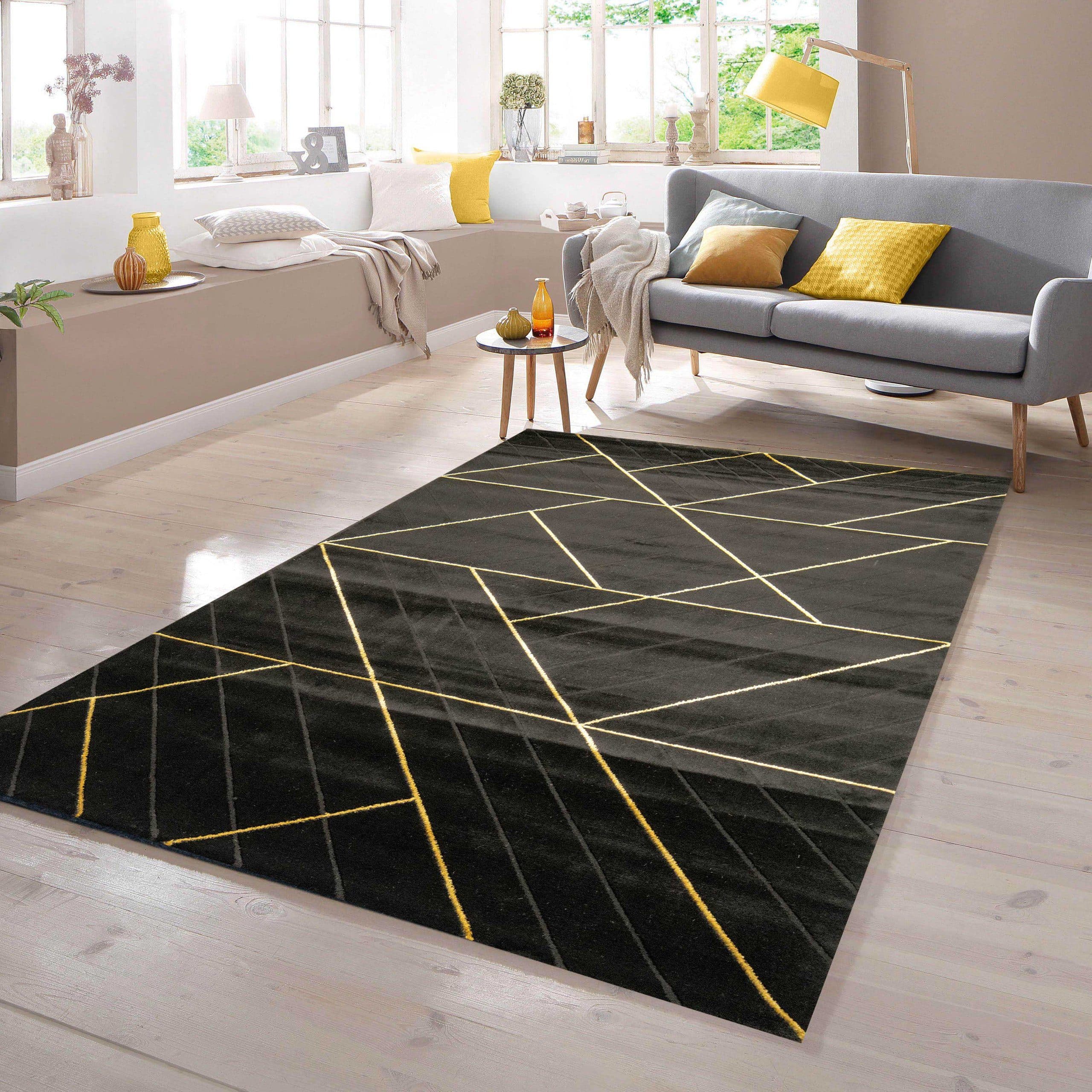 TeppichHome24 Teppich Modern Geometrisches Muster Schwarz Gold - Bild 2