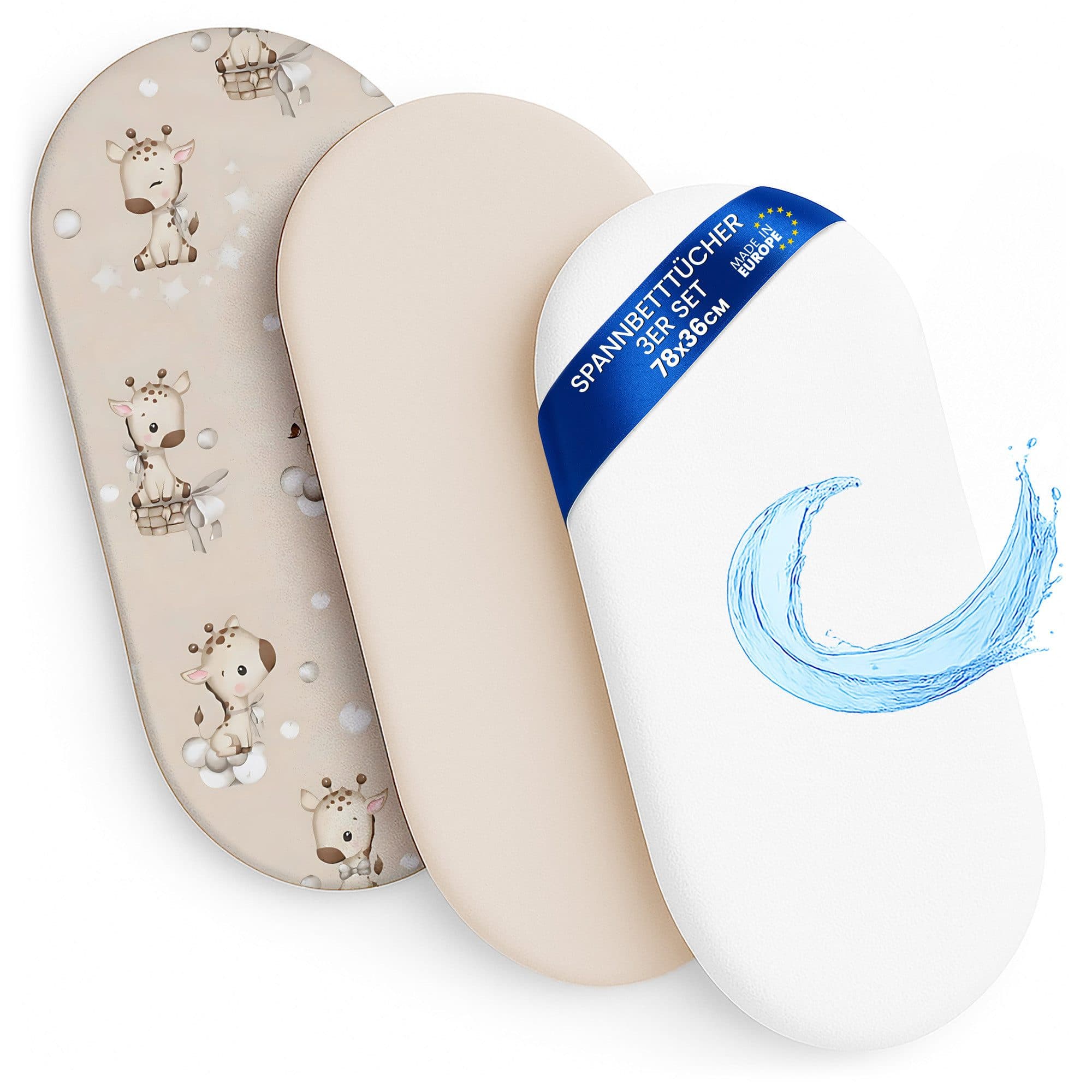Totsy Baby Spannbettlaken Set 3-tlg. Gelb Giraffen Wasserdicht - Bild 2