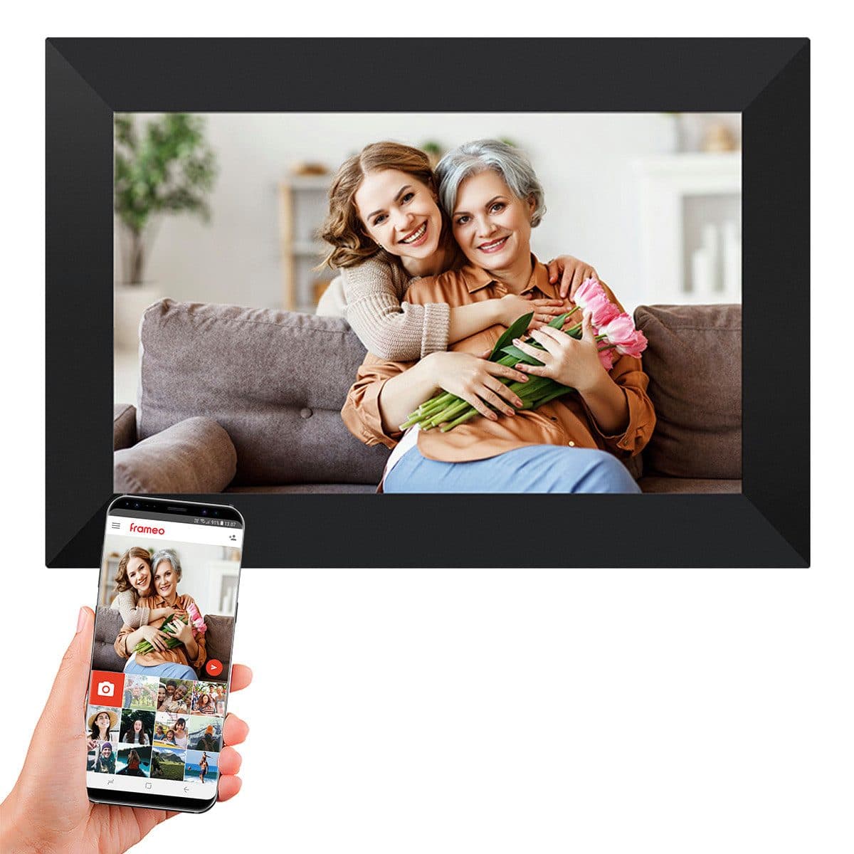 Xoro Digitaler Bilderrahmen 10,1 Zoll WLAN IPS Touch Display Schwarz/Weiß - Bild 2