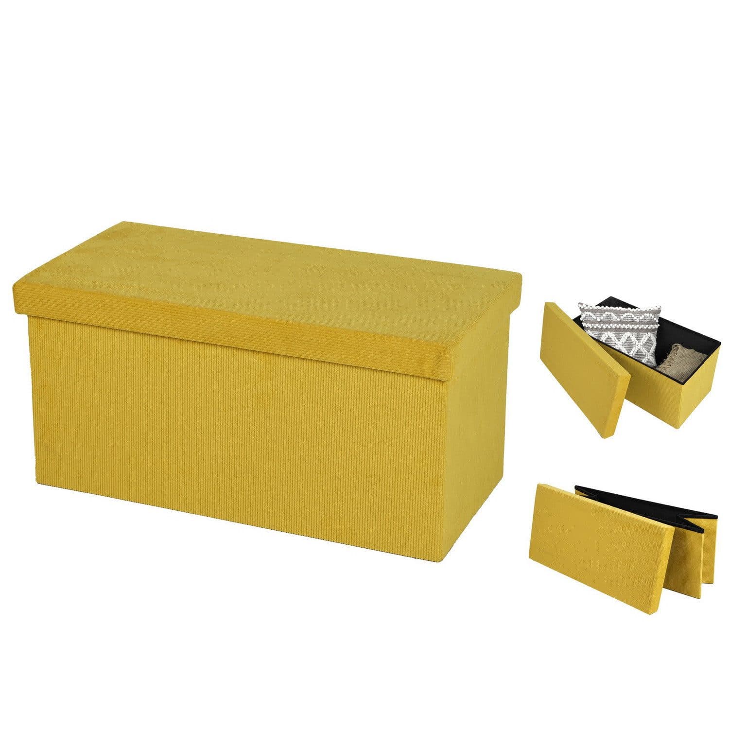 Urban Living Faltbare Sitzbank mit Stauraum und Cord-Optik