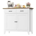 HOMECHO Buffet Sideboard Weiß mit 2 Schubladen 2 Türen Bild 2