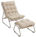 LVHOM Loungesessel mit Hocker Beige Polyester Ergonomisch Bild 2