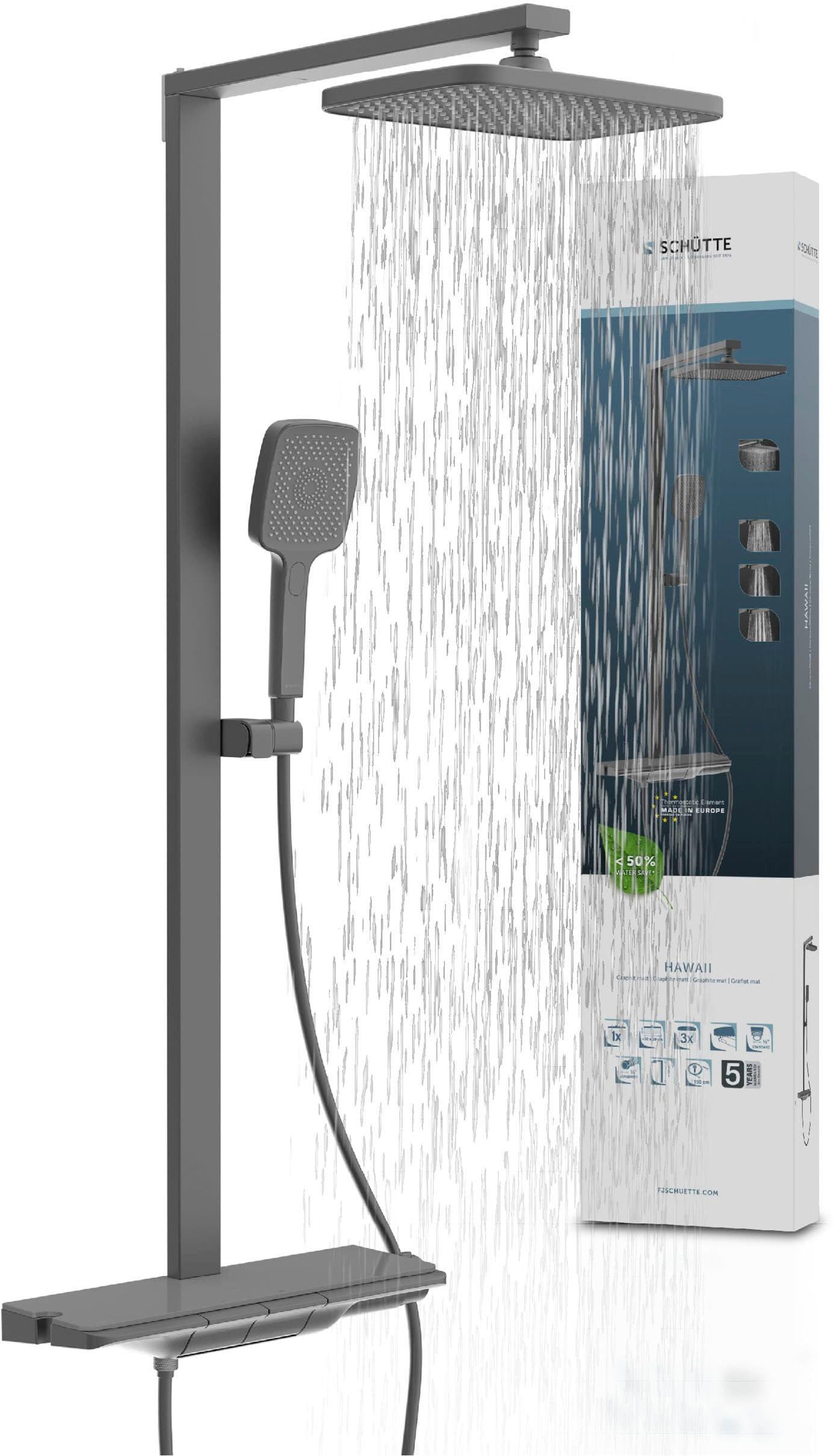SCHÜTTE Duschsystem HAWAII Überkopfbrause-Set Graphit Matt mit Thermostat - Bild 2