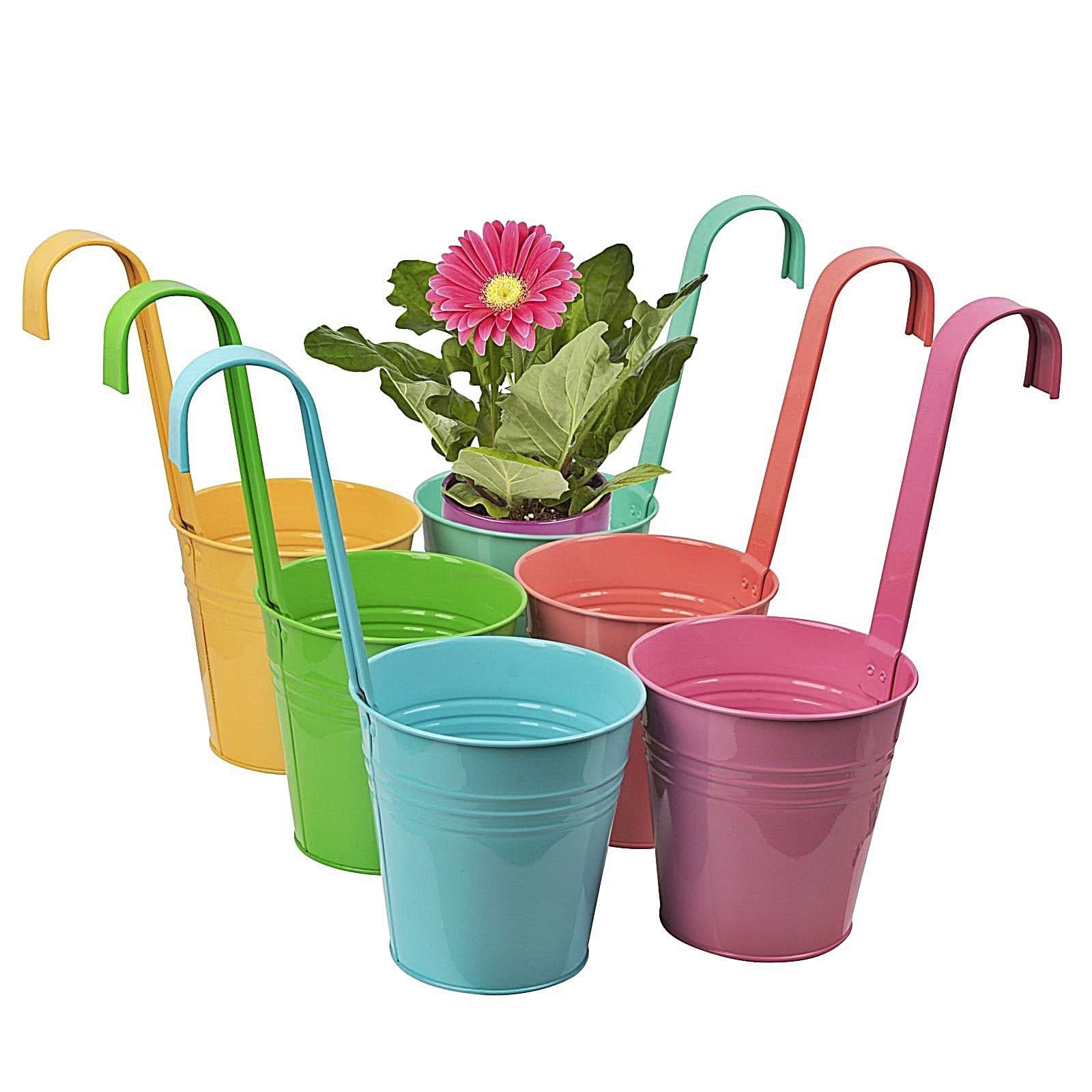 Astor24 Hängetöpfe Zink 6-tlg. Bunt Pastell