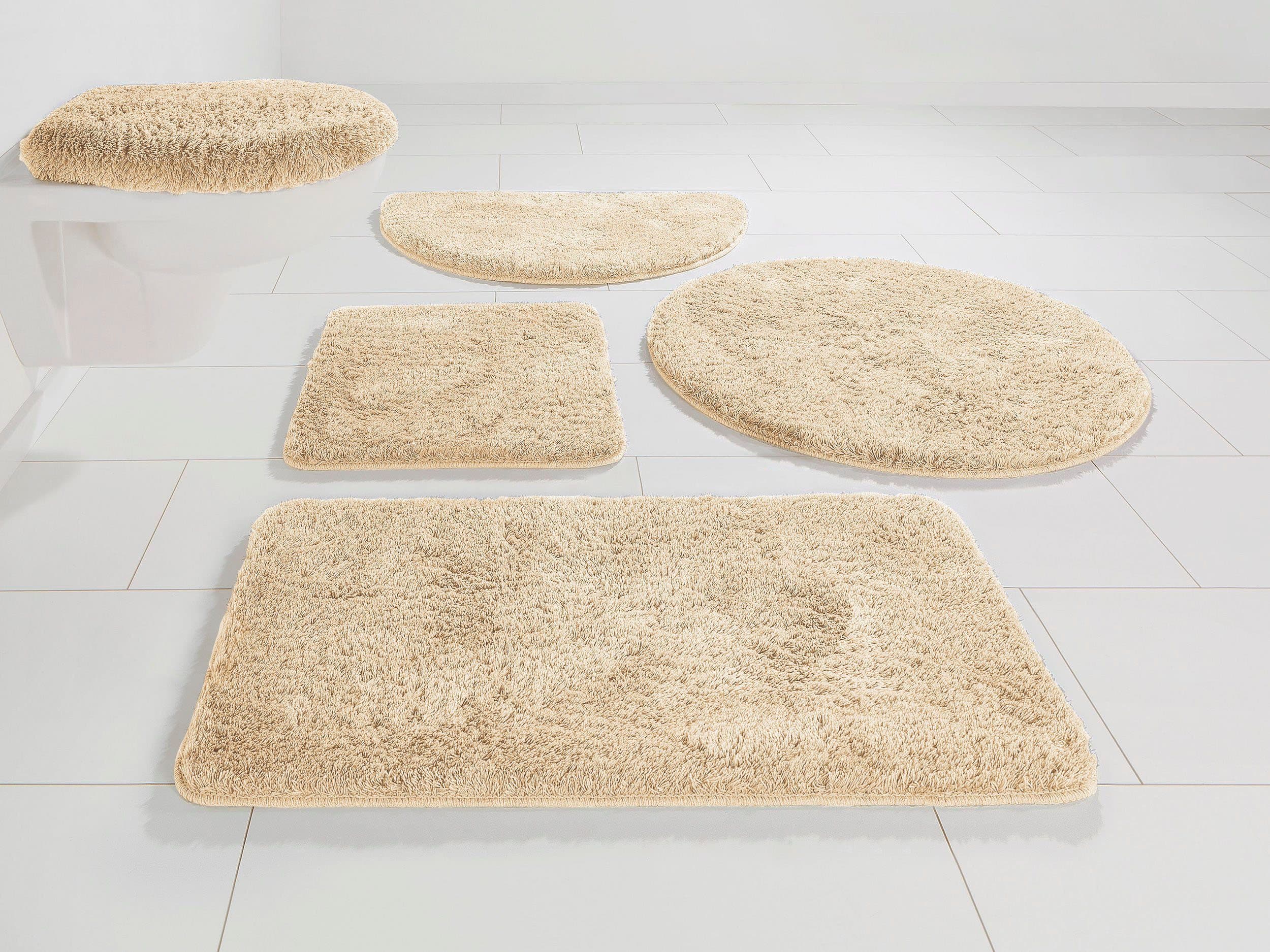 Bruno Banani Badematte Lana, Badvorleger, Badezimmer Teppich, Höhe 25 mm, rutschhemmend beschichtet, fußbodenheizungsgeeignet, schnell trocknend, strapazierfähig, Polyacryl, rechteckig, 3-tlg. Stand-WC Set, Badteppich, Badematten, unifarben - Bild 2