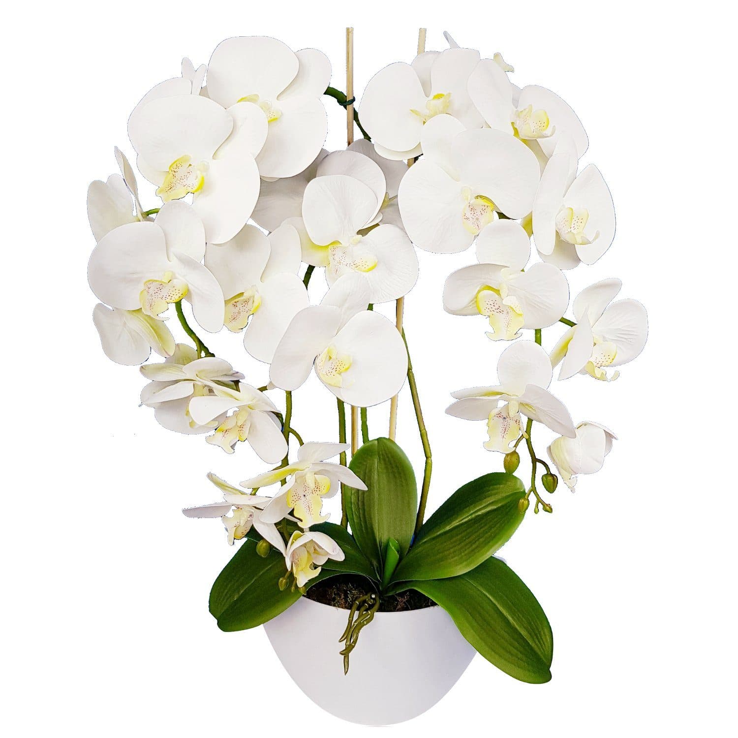 Damich Kunstblume Orchidee Weiß 60cm Blumentopf