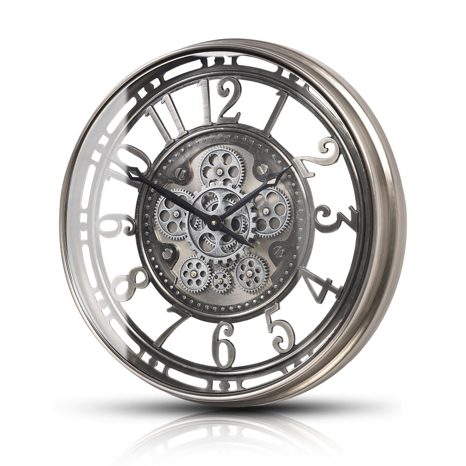 Samilito Wanduhr Silber mit echtem Bewegungsgetriebe - Bild 2