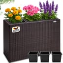 Casaria Pflanzkübel 3 Innentöpfe Polyrattan Braun Modern Bild 2