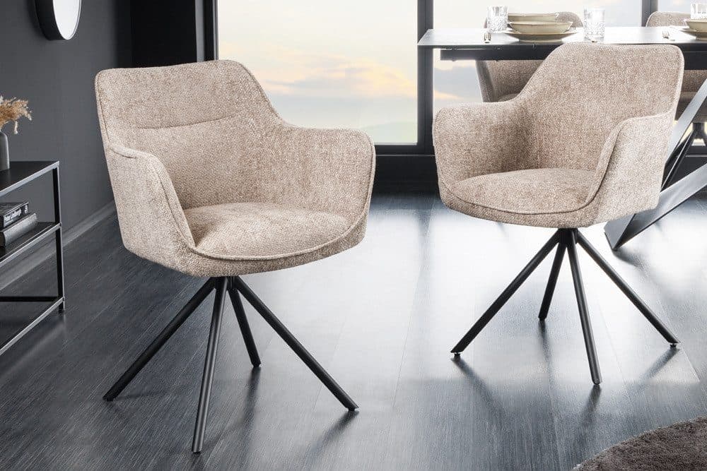 riess-ambiente Polsterstuhl VERONA Beige mit Armlehne und Drehfunktion - Bild 2