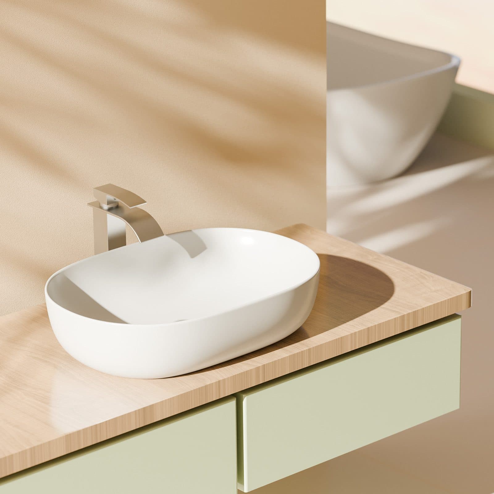 EMKE Aufsatzwaschbecken Oval Keramik Weiß/Schwarz Modern - Bild 2