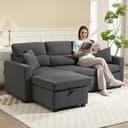 HOMCOM Ecksofa mit Schlaffunktion, Beige, Stauraum Bild 2