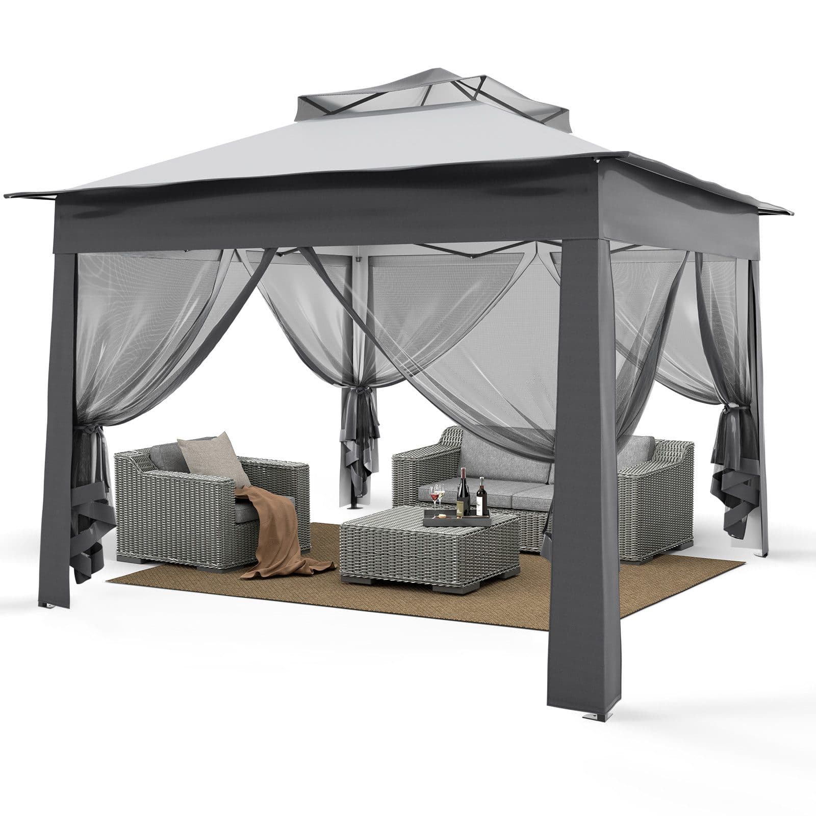 Puluomis Faltpavillon 3x3m Faltbar mit Moskitonetz - Bild 2