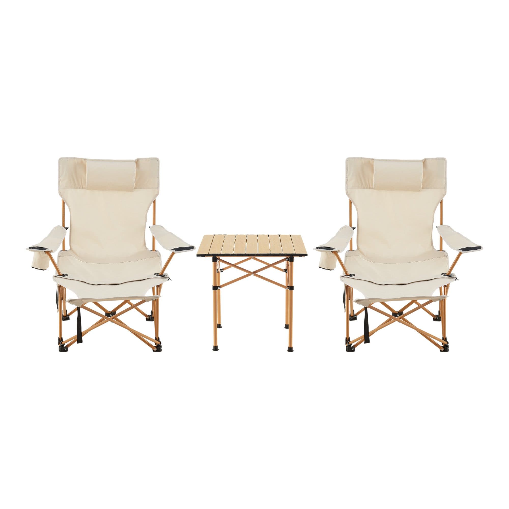 casa.pro Klappstuhl 3-tlg. Beige Textilgewebe mit Tisch - Bild 2