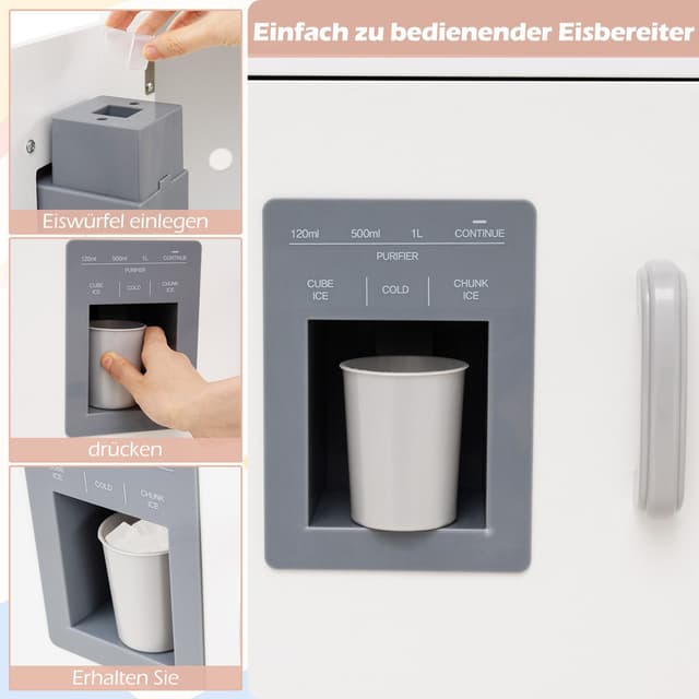 COSTWAY Spielküche Holz Kinder-Küchenset Rosa/Weiß Interaktiv