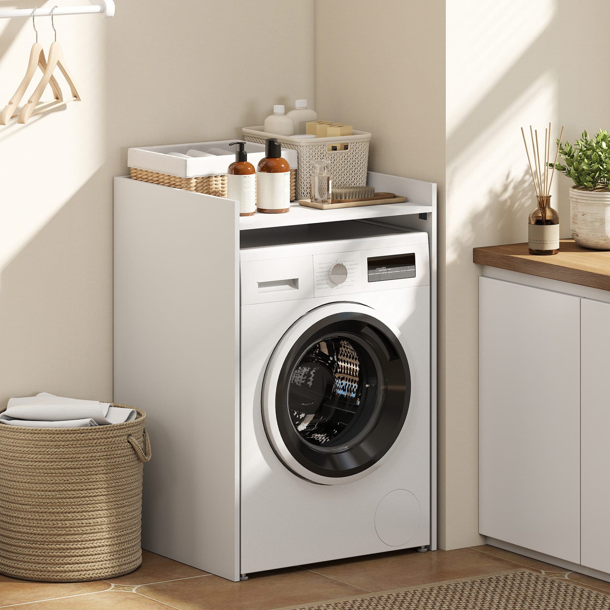 HOMCOM Badezimmerschrank Waschmaschinenfach Weiß - Bild 2