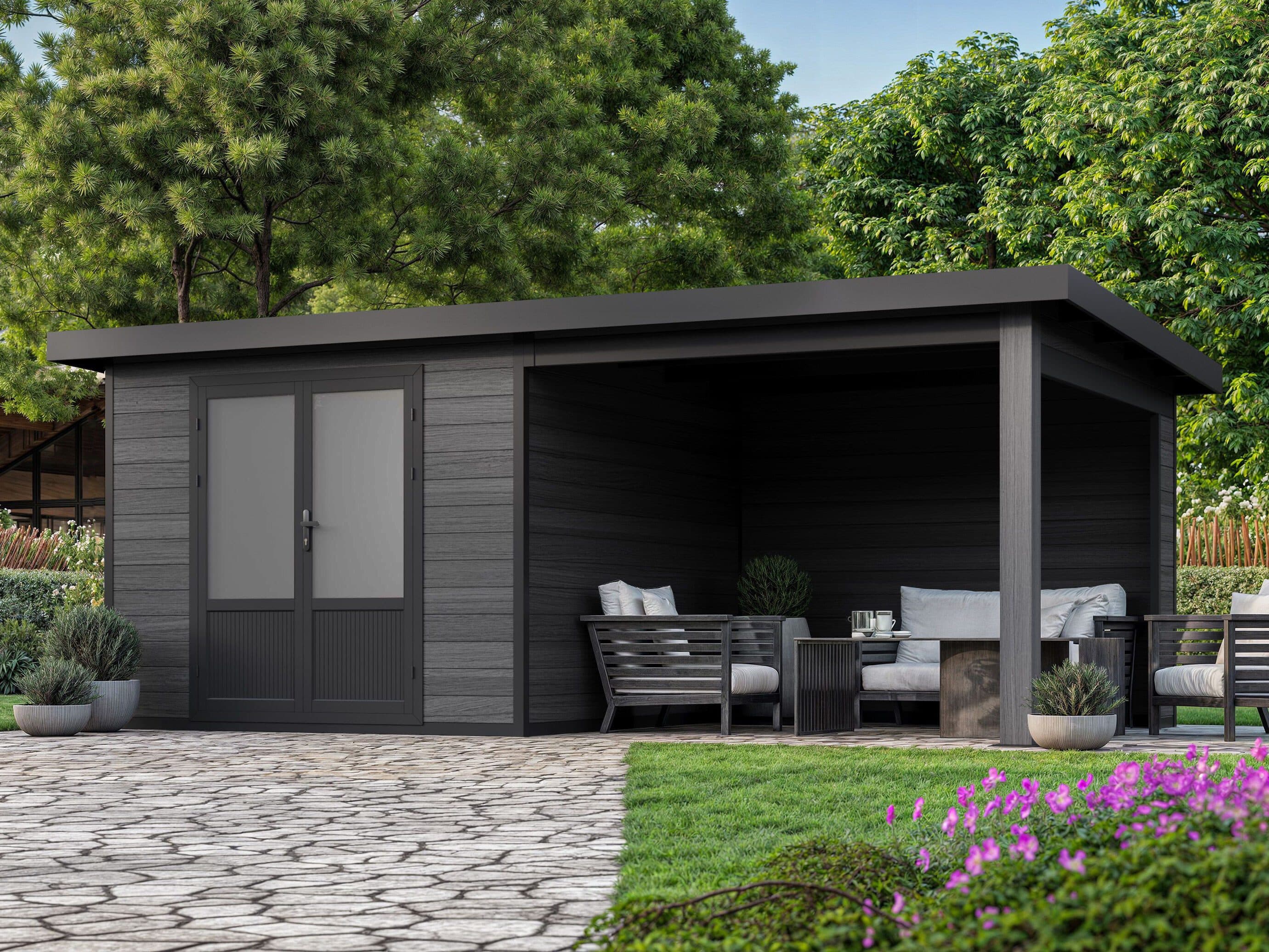 Fjordholz Gartenhaus Style DeLuxe Anthrazit/Grau WPC Aluminium - Bild 2