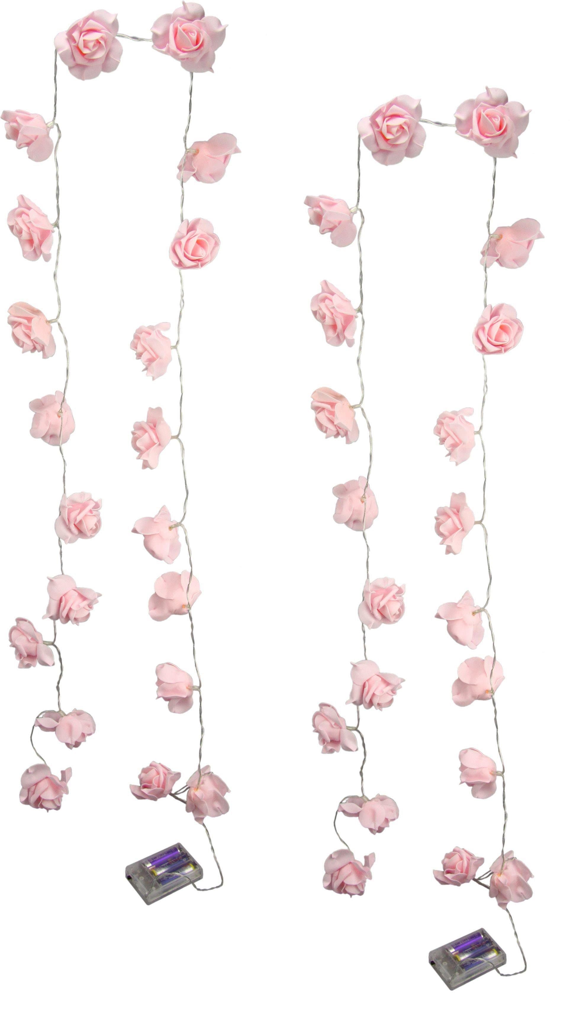 I.GE.A. LED-Lichterkette Rose Rosa 20 Blütenköpfe