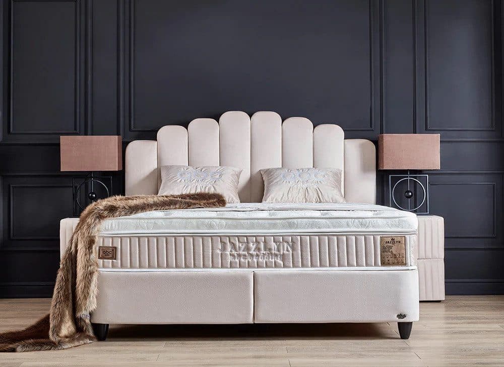 abc bedding Boxspringbett JAZZLYN Beige Samt mit Bettkasten - Bild 2